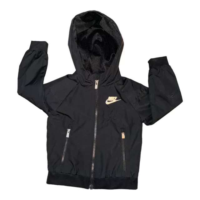 🔥 Nike Black Full Zip Windbreaker Jacket Toddler Boys Sizs 2T 🔥