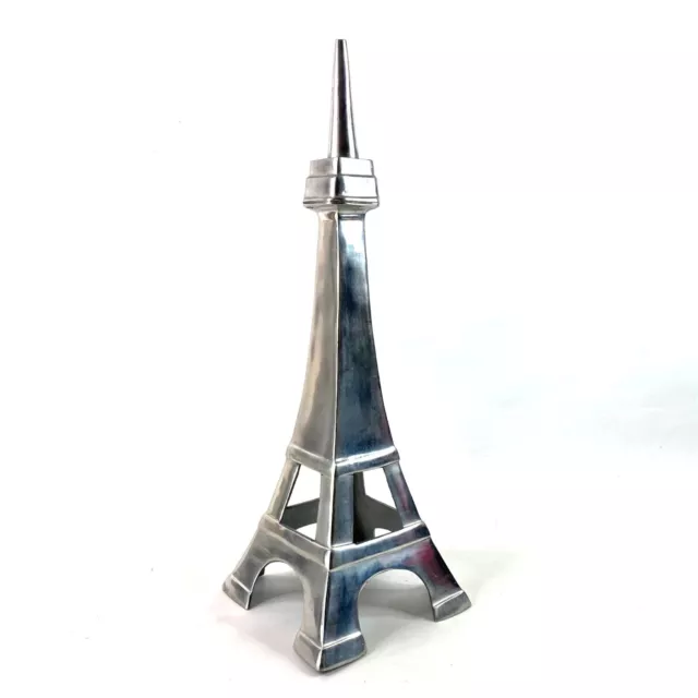 Large Silver Tone Eiffel Tower Home Decor Centerpiece 27" Stylized Sophisticated