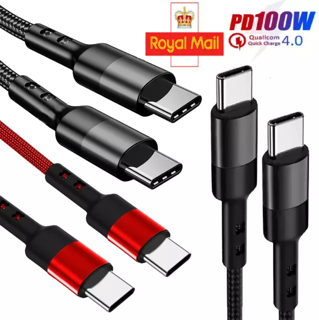 USB C to USB C Cable Fast Charging Charger PD 60W 3A Dual Type C Lead Data Sync