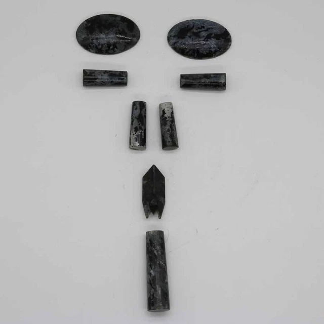 8pcs Chinese Oriental culture handmade carved jade black face cover C582