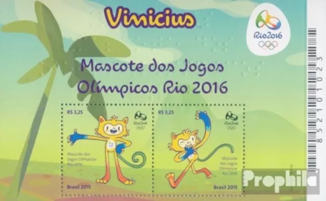 Brasil Bloque 178 (completa edición) nuevo con goma original 2015 olímpicos. Mas