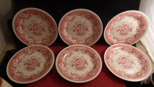 Service de 6 assiettes plates en porcelaine Villeroy & Boch modèle Balmoral rose