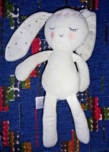 Sto2/ Doudou Peluche Simba Kiabi Lapin Blanc Couronne Fleur Rose Kom 9