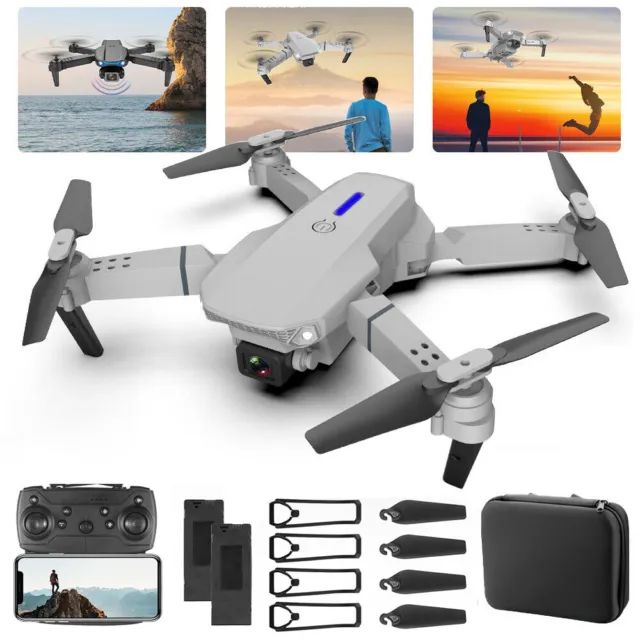 RC Drone With 4K HD Dual Camera WiFi FPV Foldable Quadcopter with 3 Batteries