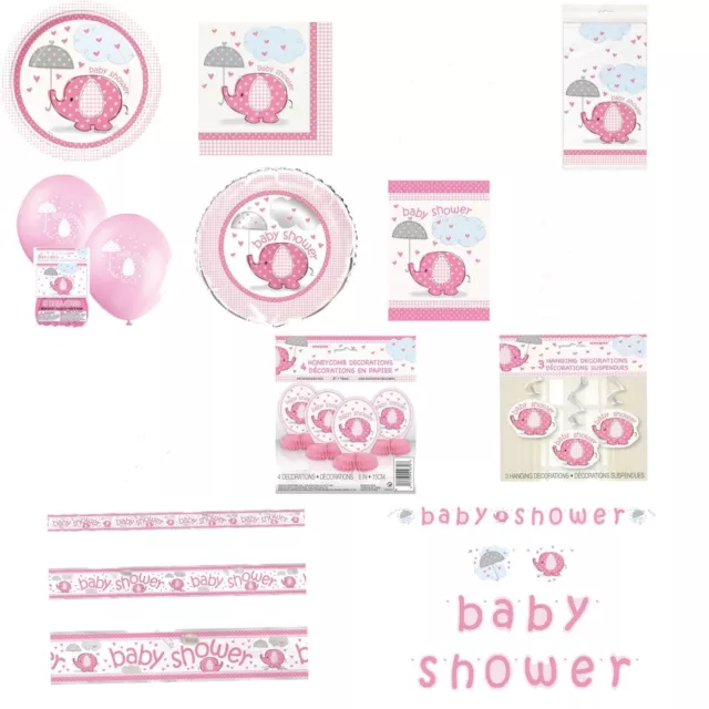 Pink Umbrellaphants Gender Baby Shower Party Supplies Tableware Decorations Girl