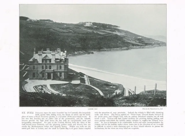 Carbis Bay St. Ives Cornwall Antique Picture Print Old Victorian 1900 ROC#198