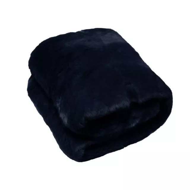 Navy Panther Luxury Faux Fur Throw Rug 127 x 152 cm