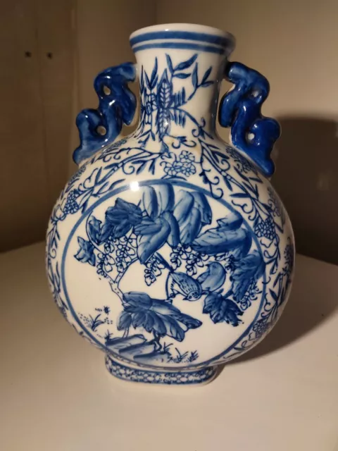 Vase gourde céramique chinoise ancienne vintage décor double faces
