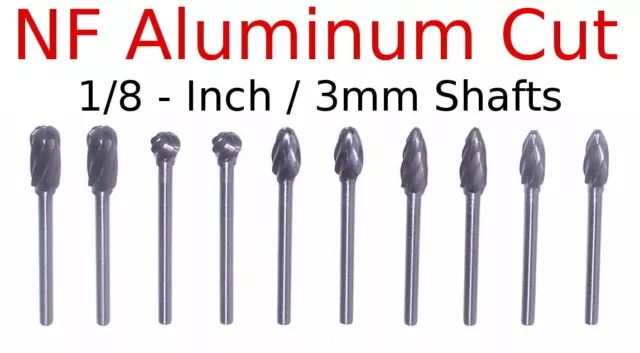 2x 5pcs 1/4" Aluminum Cut Carbide Bur Set 1/8" Shank burr nf tungsten