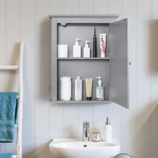 NNECW Cabinet with Height-adjustable Shelf for Bathroom/Hallway-Grey