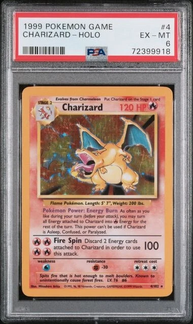 PSA 6 - Charizard 4/102 Base Set Holo 1999 Pokemon Card