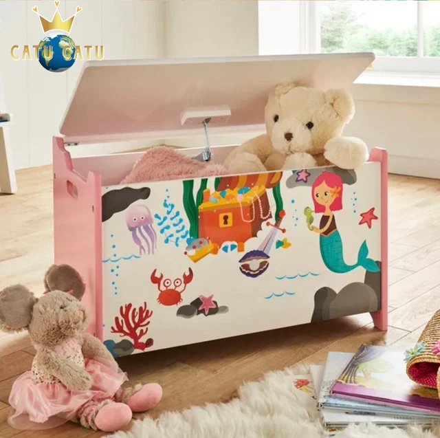 Kid's Toys Storage Chest Box Hinged Lid Pink Girls Jumbo Toy Books Storage New