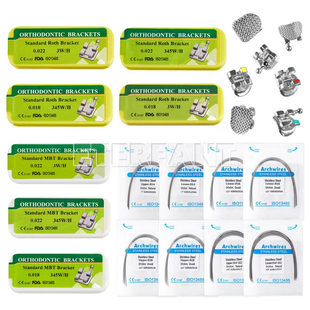 ETERFANT Dental Ortho Metal Bracket Beaces Standard/ Stainless Steel Arch Wires