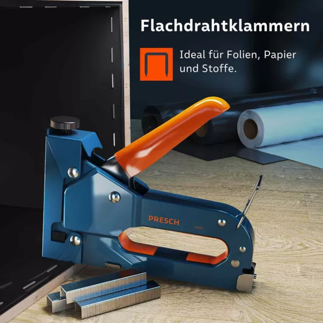 PRESCH Handtacker Set inkl. 600 Tackerklammern | Profi Tacker für Holz 3