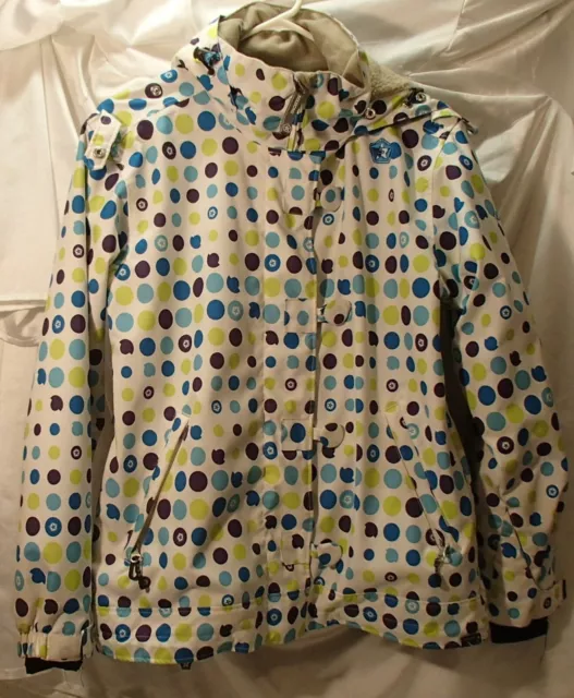 Sessions Polka-Dot Hooded Winter Ski Snowboard Jacket Coat Womens Size S 7