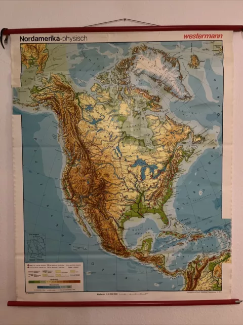 Schulwandkarte NORDAMERIKA physisch USA United States Poster XXL Wall map