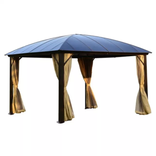 ALEKO Poly-carbonate Hardtop 12x12 ft Gazebo with Curtains, Removable Mesh Walls