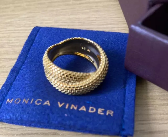 Monica Vinader  Doina Cross Ring 18ct Gold Plated Vermeil