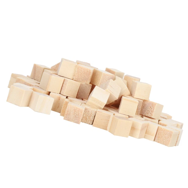 100Pcs Wooden Cubes Pine Square Blank Blocks For DIY Craft Early Childhood P