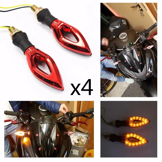 4x Red Motorcycle LED Turn Signal Indicator Light For Suzuki GSXR Streetfighter