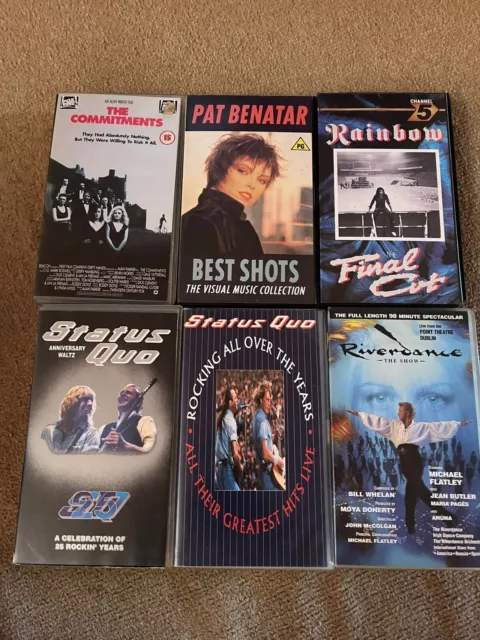 Music VHS Tape Bundle - Live music, music videos Status Quo, Pat Benatar