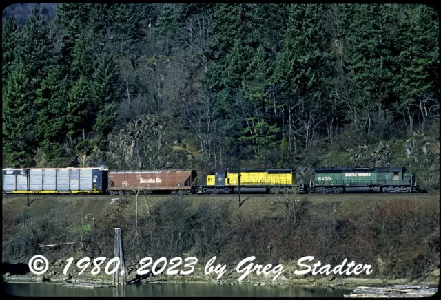 Burlington Northern / BN EMD SD45 "HUSTLE MUSCLE" #6430 at Camas, WA (1980)