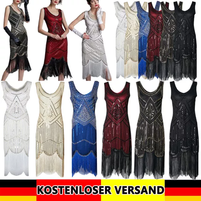 20er Jahre Kleid Damen Kostüm knielang 1920er Flapper Gatsby Outfit Mottoparty