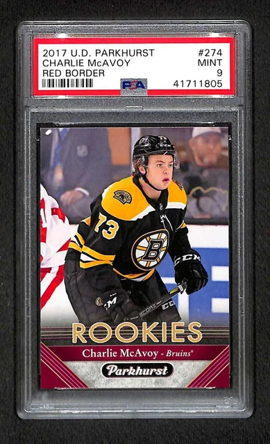 2017-18 Parkhurst Charlie McAvoy Rookie Red Border #274 PSA 9 Mint Z9668