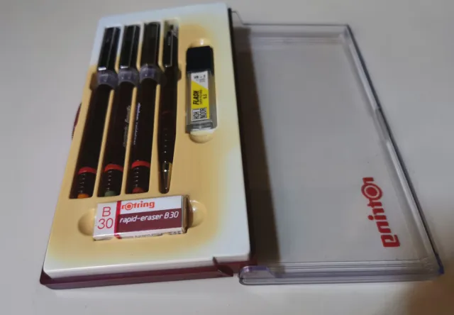 Rotring Rapidoliner 4 penne con scatola + B30 eraser e mine nuovo mai usato