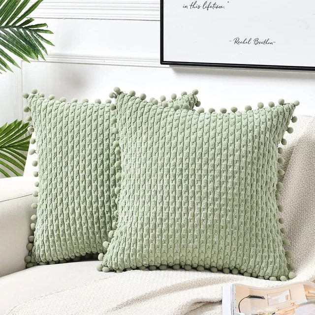Fancy Homi Set of 2 Dusty Blue Decorative Throw Pillow Covers 18x18 Inch with Po