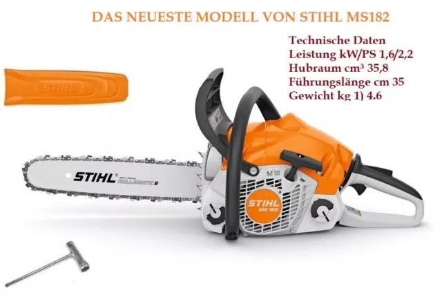 STIHL®  NEUES  MODELL MS 182 2,2PS Kettensäge , 35 cm / 14 ", 3/8p , 63PM3 ⭐⭐⭐⭐⭐
