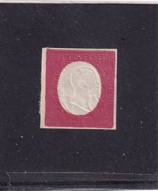 ITALIA ITALIAN STATES SARDEGNA SARDINIA 1854 NON EMESSI 40c ROSSO MATTONE - CON