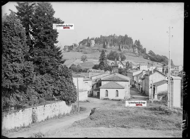 Billom village France 13x18cm Black & White 13x18cm Negative Photo Glass Plate
