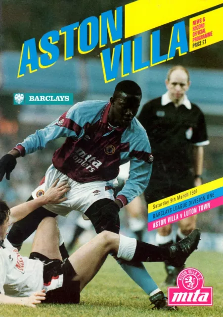 Aston Villa v Luton Town programme, Division 1, March 1991