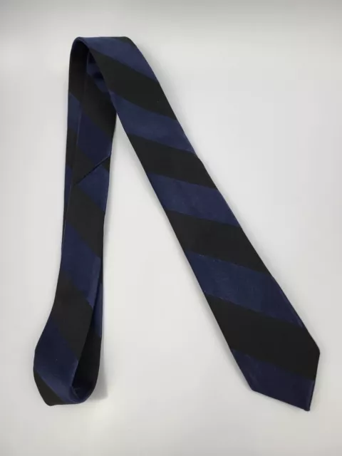 Express Silk Cotton Tie Black Blue Stripes Men Necktie Skinny 58 x 2.1/8 2