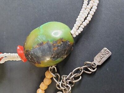 Old Chinese Necklace with Antique Green Turquoise Feature Stone  …beautiful coll