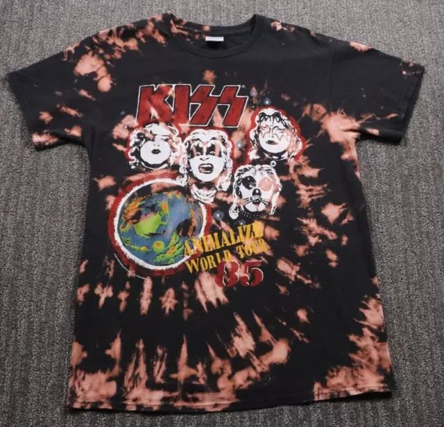 Junk Food KISS Animalize Tour '85 Retro Acid Wash T-Shirt Double-Sided Men's S