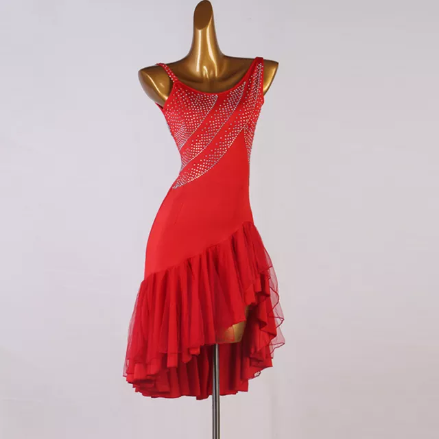 Latin Dance Dress Salsa Tango Cha cha Ballroom Rhinestone Competition Dress F463