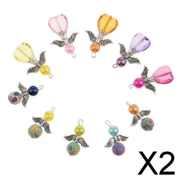 2X 10 Stück handgefertigte   Acryl Perlen Tropfen und Polymer Clay Perlen