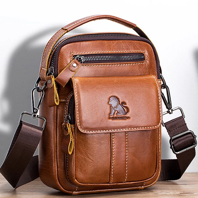 100% Genuine Leather Men's Messenger/Shoulder Bag Small Handbags Crossbody Bags
