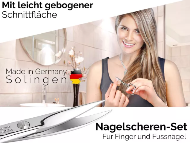 Nagelschere Hautschere Solingen Set Gebogene Scheren Fußnagelschere Etui Manikür 2