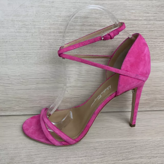 Salvatore Ferragamo Pink Suede Open Toe Ankle Strap High Heels, Women’s 8.5 3