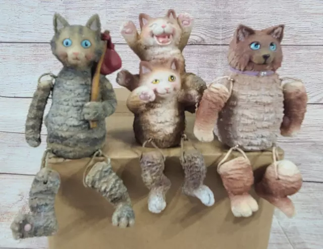 WMG Anthropomorphic Cat Shelf Sitters Dangling Arms Legs Tail Resin Figures 2004