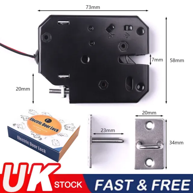 UK DC12V Electromagnetic Electric Control Lock Door Cabinet Drawer Lockers Latc