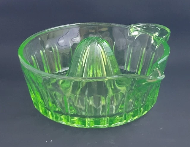 Vintage Depression Vaseline Uranium Glass Large Citrus Reamer Juicer