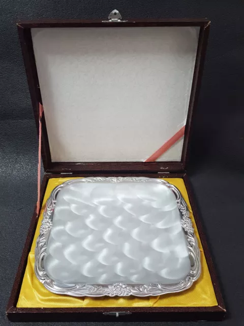Silver Antique Dish Tray Hand Pushed Silver Plated Made in JAPAN