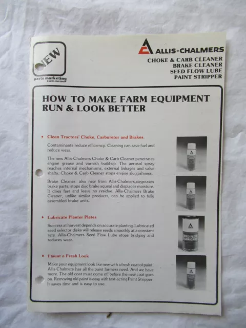 Allis-Chalmers Brake Cleaner Paint Stripper Seed Flow Lube Sales Brochure