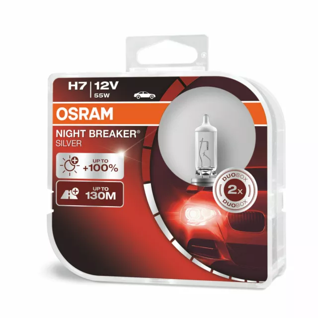 OSRAM NIGHT BREAKER Silver +100% H7 Car Headlight Bulbs (Twin