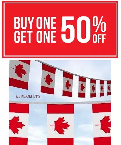 10 20 50 100 Metre Canada Day 1st July Canadian Maple Leaf Flag Party Bunting