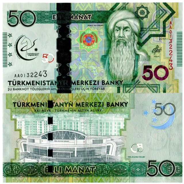 2017 * Banconota Turkmenistan 50 Manat "5th Asian Martial Games" (p40) FDS